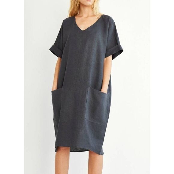 Love and Confuse  RUBY Linen black  Dress sz Medium - Picture 1 of 4